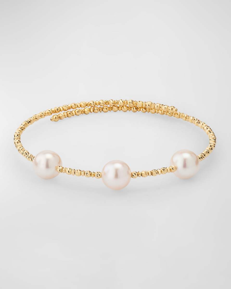 18K Yellow Gold Akoya Pearl Bangle